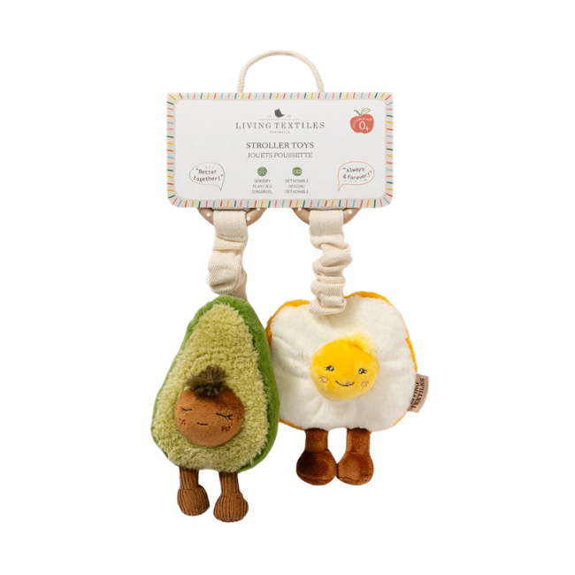 Living Textiles - 2 Pack Stroller Toys_ Mini Market Brunch Avocado + Egg on Toast