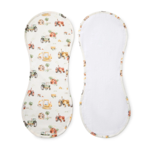 Snuggle Hunny - Organic Cotton Burp Cloth: Diggers + Tractors