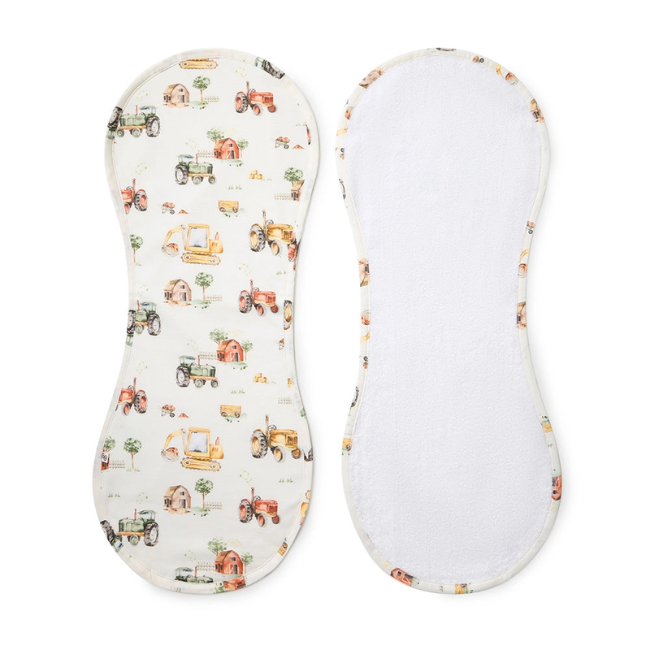 snuggle hunny Organic Cotton Burp Cloth diggers + tractors