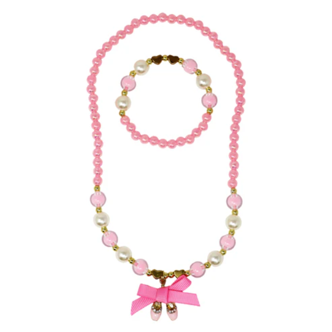 Pink Poppy – necklace + bracelet set Ballerina Bow