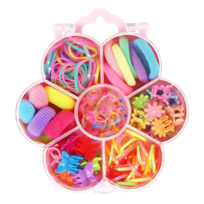 pink poppy Flower Rainbow Hair Accessory Set