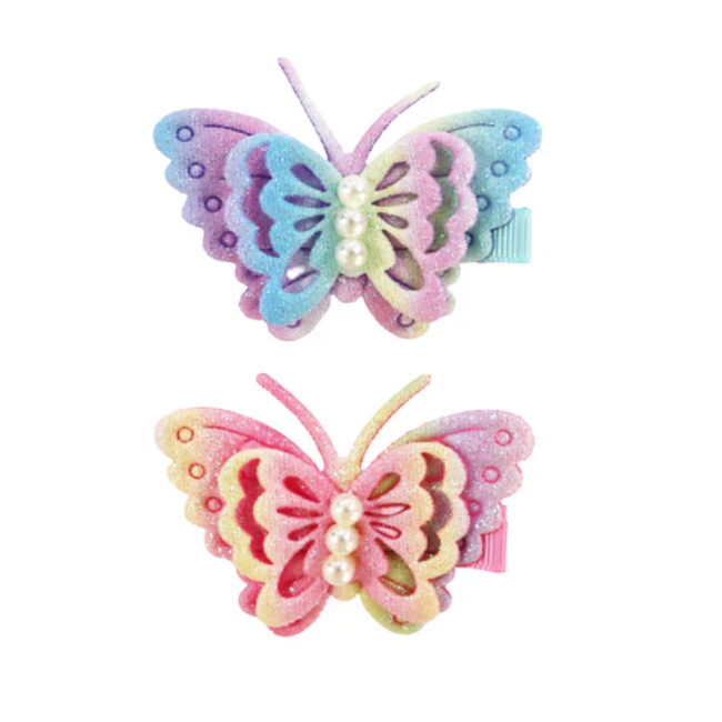 pink poppy Hair Clip Sequin Pearl Butterfly pink poppy Hair Clip Sequin Pearl Butterfly
