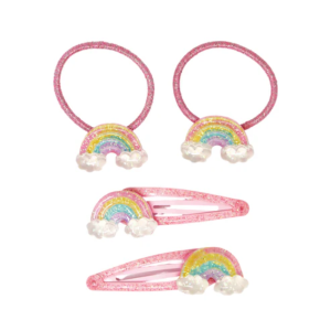 Pink Poppy - Hair Tie + Clip Set: Glitter Rainbow