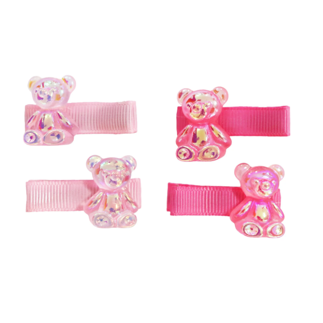 pink poppy hair clips_ jelly bear pink poppy hair clips_ jelly bear