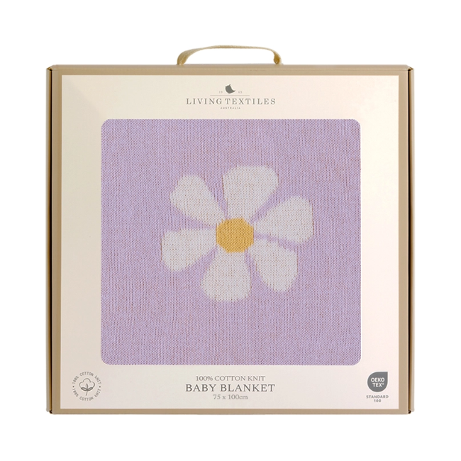 Pram Knitted Blanket - Lilac Daisy Dreams