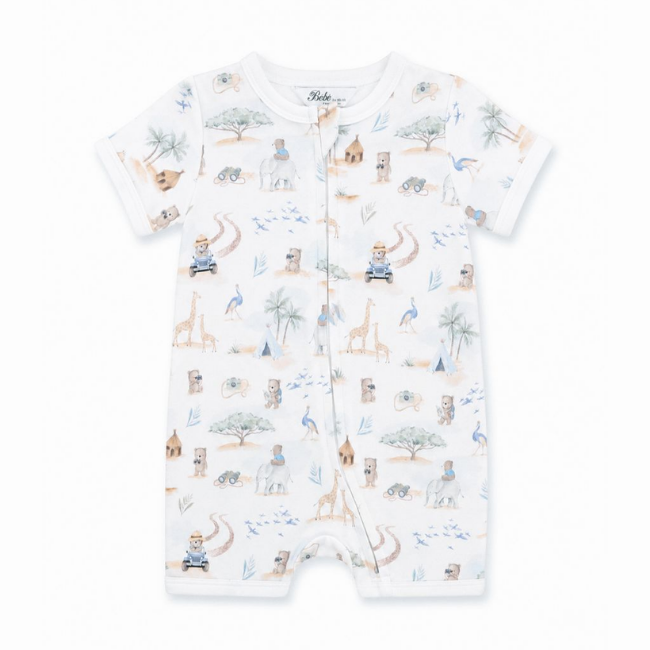bebe BRADY ORGANIC SS ZIP ROMPER bebe BRADY ORGANIC SS ZIP ROMPER