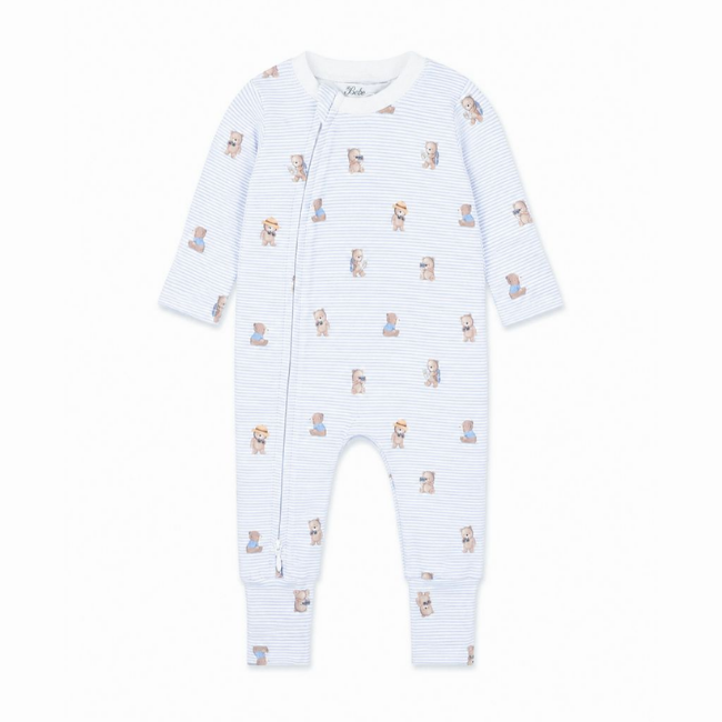 bebe BRADY STRIPE ORGANIC LS ZIPSUIT