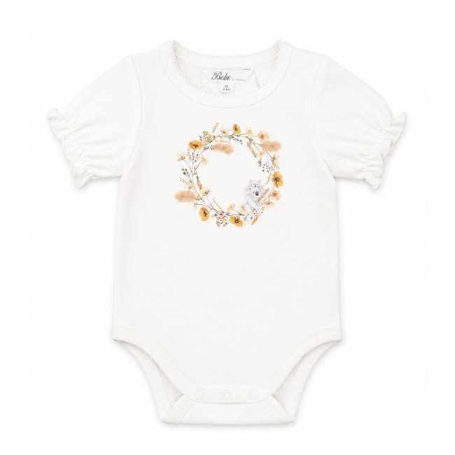 bebe TAYLOR ORGANIC FLORAL KOALA BODYSUIT