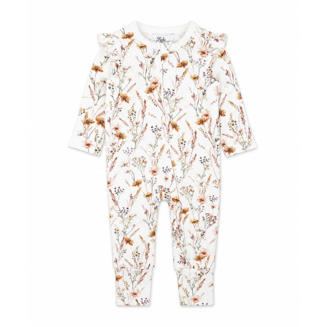 bebe TAYLOR ORGANIC FLORAL LS ZIPSUIT