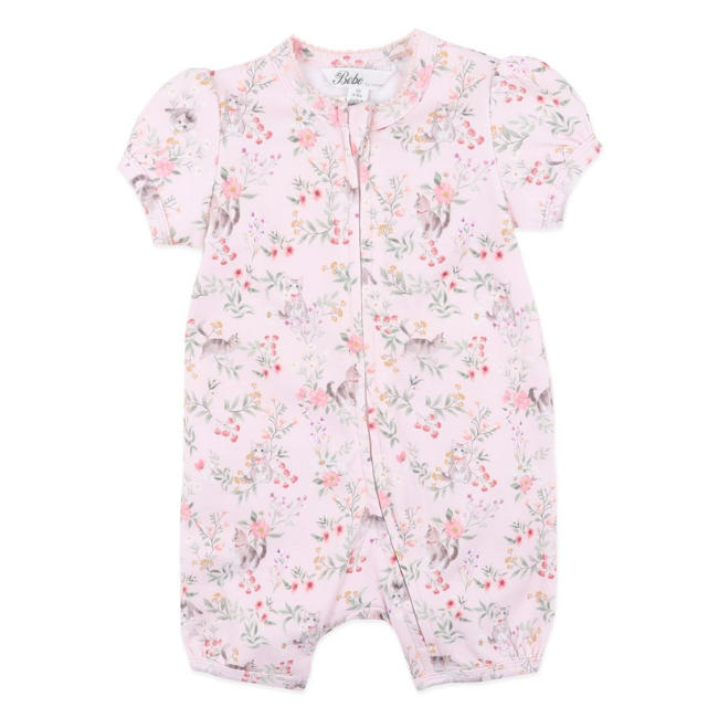 bebe WILLA ORGANIC SS ZIP ROMPER