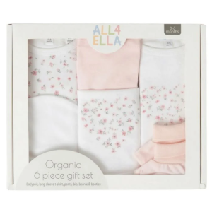 All4Ella - Organic 6 Piece Clothing Gift Set: Pink Petal