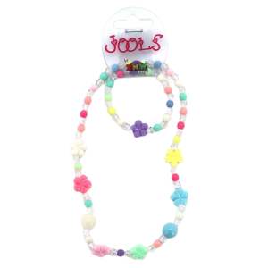 Jools - Bracelet + Necklace Set: Pastel Flowers