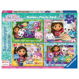 Ravensburger - 4x42 Piece Bumper Puzzle Pack: Gabby's Dollhouse A-Meow-Mazing Adventures!