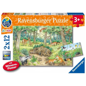 Ravensburger - 2x12 Piece Puzzle: Animals in Forest