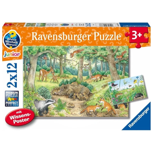 Ravensburger - Animals in Forest Puzzle 2x12 Pieces