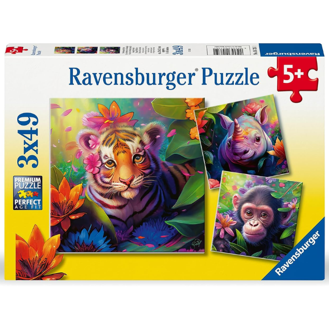 Ravensburger - Jungle Babies Puzzle 3x49 Pieces