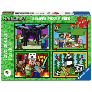 Ravensburger - 4x100 Piece Bumper Puzzle Pack: Minecraft Realms + Adventures