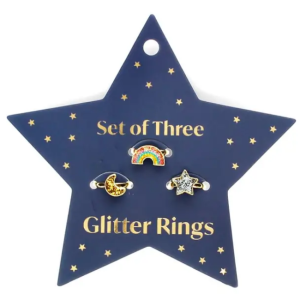 Rex London - 3 Glitter Rings: Star, Rainbow, + Moon