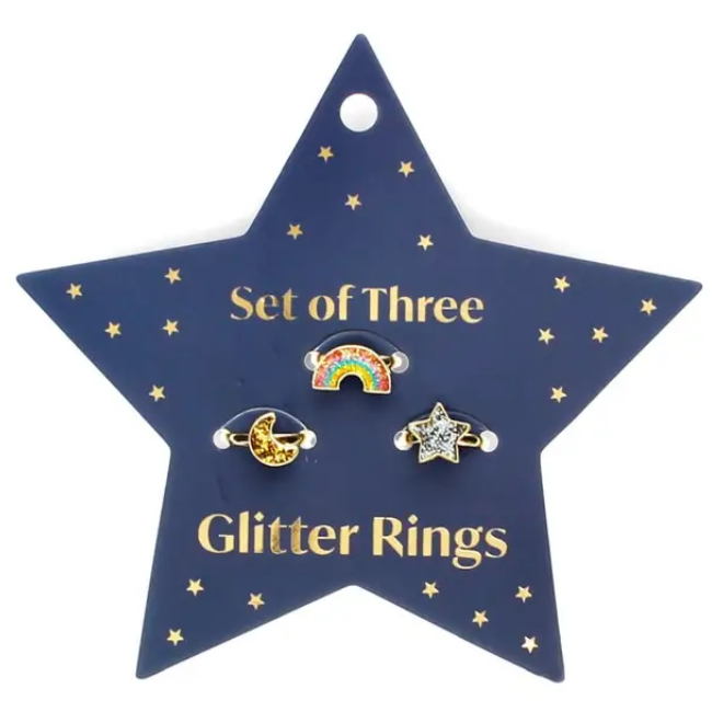 Rex London Glitter Rings_3 - Star, Rainbow Moon Rex London Glitter Rings_3 - Star, Rainbow Moon