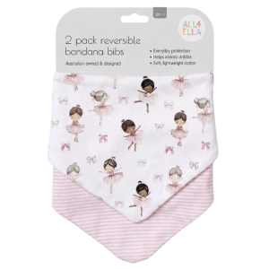 All4Ella - Reversible Bandana Bibs 2 Pack: Ballerina