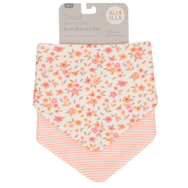 all4ella 2 pack reversible Bandana Bibs floral bouque