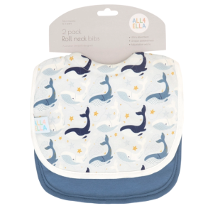 All4Ella - Roll Neck Bibs 2 Pack: Whales