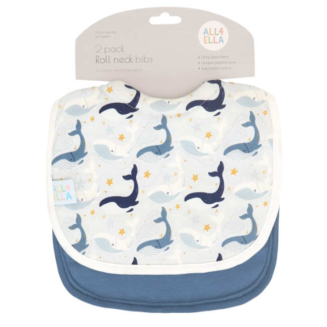 all4ella roll neck bibs 2 pack whales all4ella roll neck bibs 2 pack whales