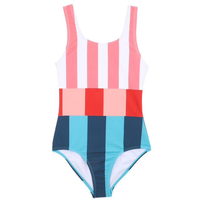 bebe ASTRID MULTI STRIPE SWIMSUIT
