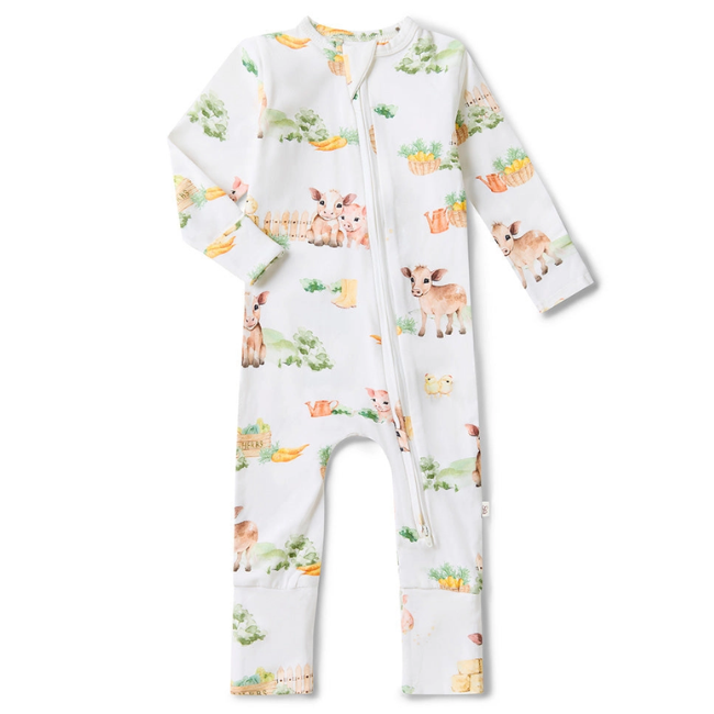snuggle hunny Organic Snugglesuit Convertible Romper farm