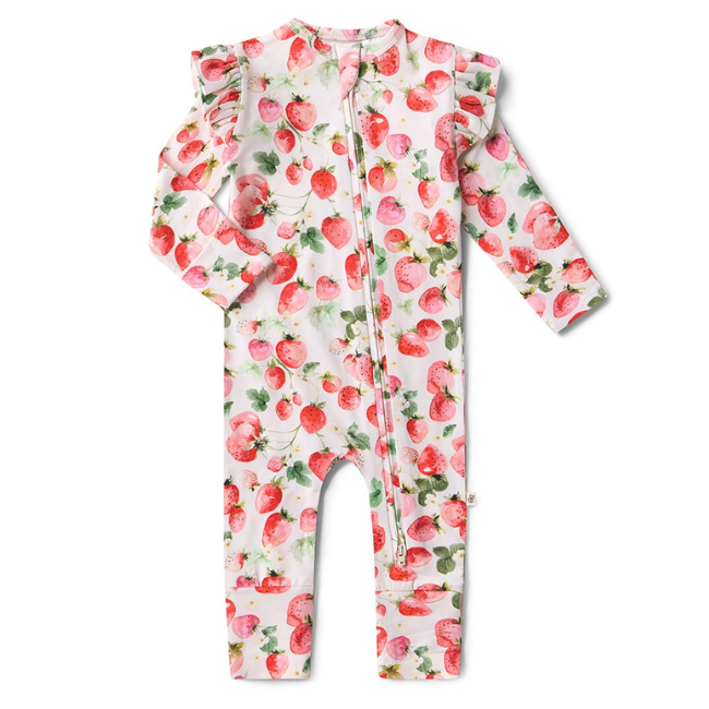 snuggle hunny Organic Snugglesuit Convertible Romper strawberry snuggle hunny Organic Snugglesuit Convertible Romper strawberry
