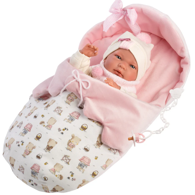 Llorens Nica baby with pink bag L73884 Llorens Nica baby with pink bag L73884