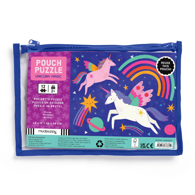 Mudpuppy Unicorn Magic Pouch Puzzle - 12pc Multi-Coloured