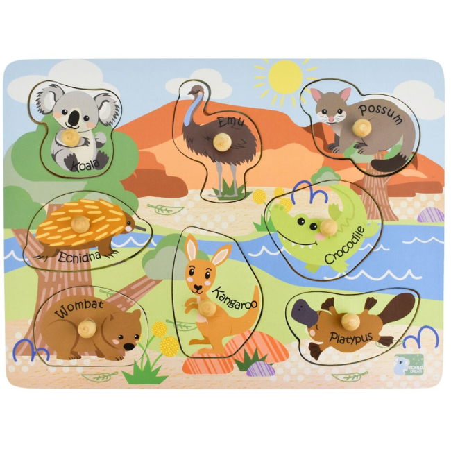 koala dream 2 IN 1 AUSSIE ANIMALS AND THEIR BABIES PEG PUZZLE