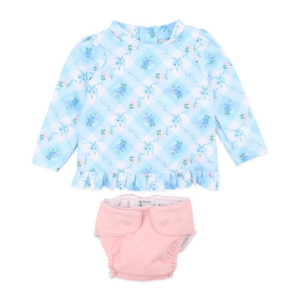 Minihaha Swim - Frankie: Long Sleeve Rashie + Aqua Nappy Set