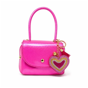 Pink Poppy - Press Lock Mini Bag + Heart Jewelled Bag Charm Set: Vibrant Vacation