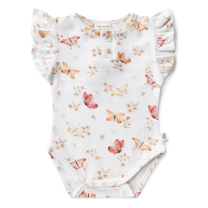Snuggle Hunny - Organic Bodysuit with Frill: Butterfly