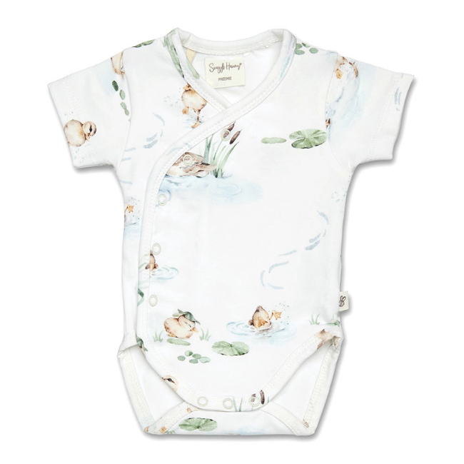Snuggle Hunny Short Sleeve Organic Kimono Bodysuit Duck Pond