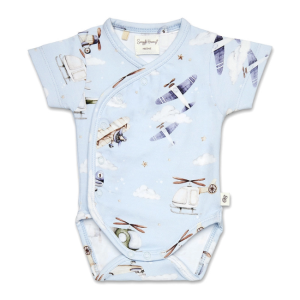 Snuggle Hunny - Organic Kimono Bodysuit: Taking Flight