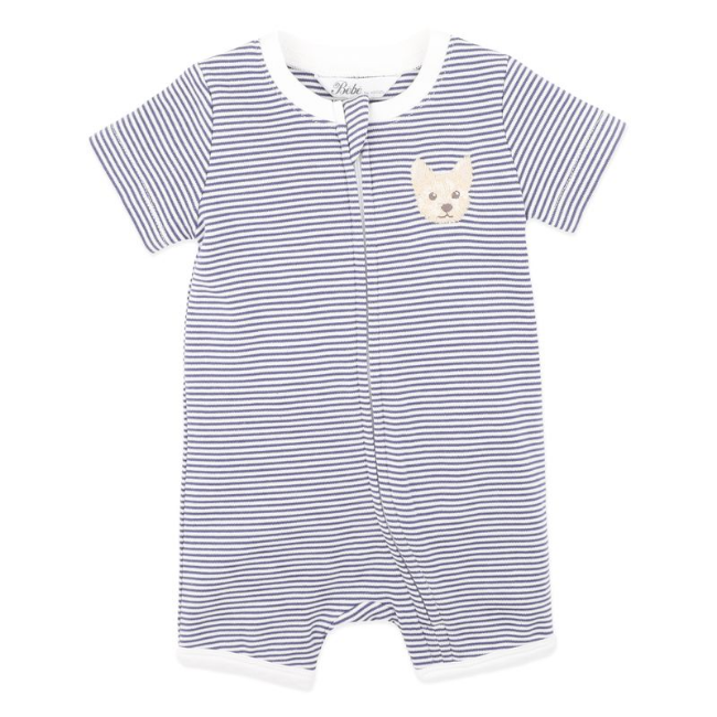bebe ALEXI ORGANIC STRIPE SS ZIP ROMPER