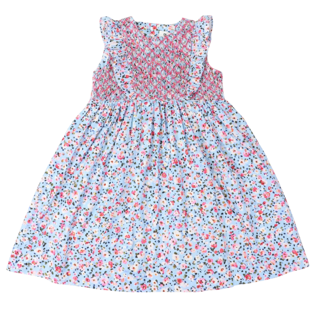 korango Floral Smocked Dress Blue