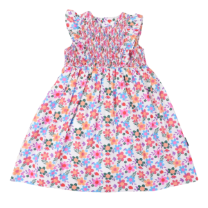 Korango - Bold Floral Smocked Dress: Pink