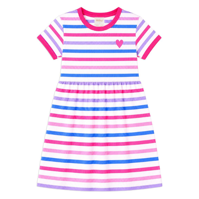 milky Pretty Stripe Rib Dress